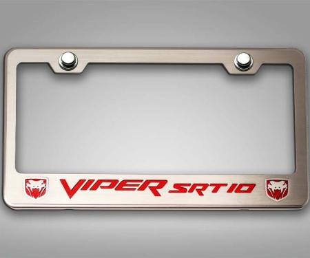 American Car Craft 2003-2007 Viper - FANGS 3 SRT 10 License Plate Frame, Stainless Steel, Choose Inlay Color 982003