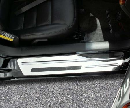American Car Craft 2005-2007 C6/Z06 Corvette - Outer Door Sills Polished with Chrome Ribs Stock 2Pc, Stainless 041012