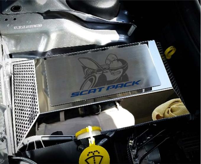 American Car Craft 2015-2023 Challenger - SCAT PACK Model Fuse Box Cover Plate with Etched Super Bee, Stainless Steel, Choose Color 153071