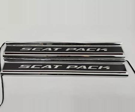 American Car Craft 2015-2024 Dodge Charger Carbon Fiber Polished Front Door Sills with "SCATPACK" Brushed Lettering with Logo 2pc (No LEDs) 331101