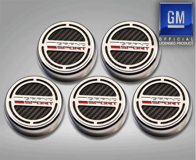American Car Craft 2016-2019 C7 Grand Sport Corvette - Fluid Cap Cover Set with Grand Sport Emblem (Manual - 6 Piece) 053096