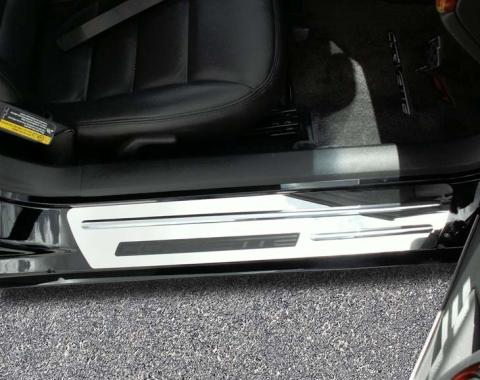 American Car Craft 2005-2007 C6/Z06 Corvette - Outer Door Sills Polished with Chrome Ribs Stock 2Pc, Stainless 041012