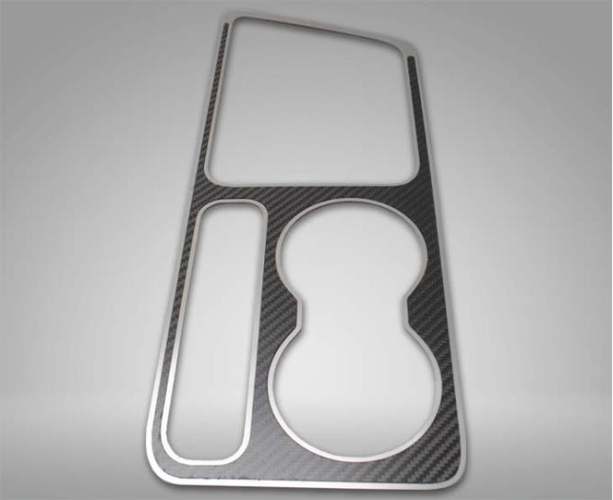 American Car Craft 2008-2014 Challenger 5.7/SRT8 - Carbon/Fiber Outer Shifter Plate Overlay 2Pc, Polished Stainless Trim 151042
