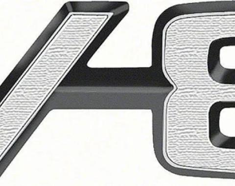 AMD Fender Emblem, V8, LH or RH, 66-70 Mopar K-2579748