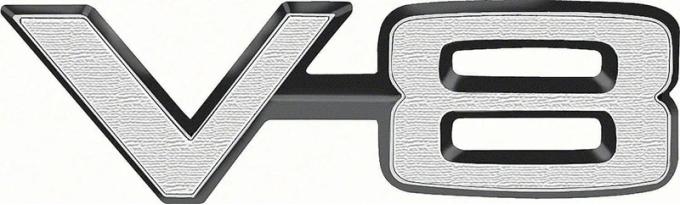 AMD Fender Emblem, V8, LH or RH, 66-70 Mopar K-2579748