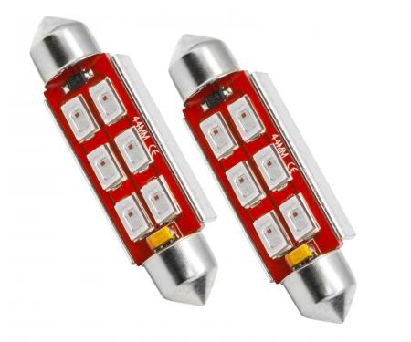 Oracle Lighting 44mm 6 LED 3-Chip Festoon Bulbs, Red, Pair 5207-003