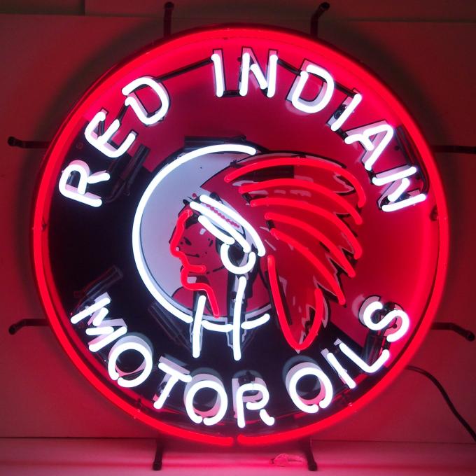 Neonetics Standard Size Neon Signs, Gas - Red Indian Motor Oils Neon Sign