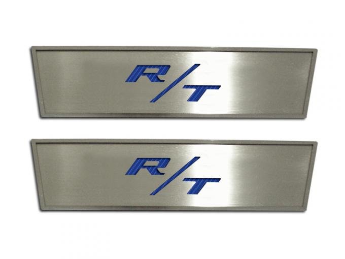 2008-2014 Dodge Challenger - Door Badge Plate Brushed with Carbon Fiber R/T Inlay 2Pc 151022
