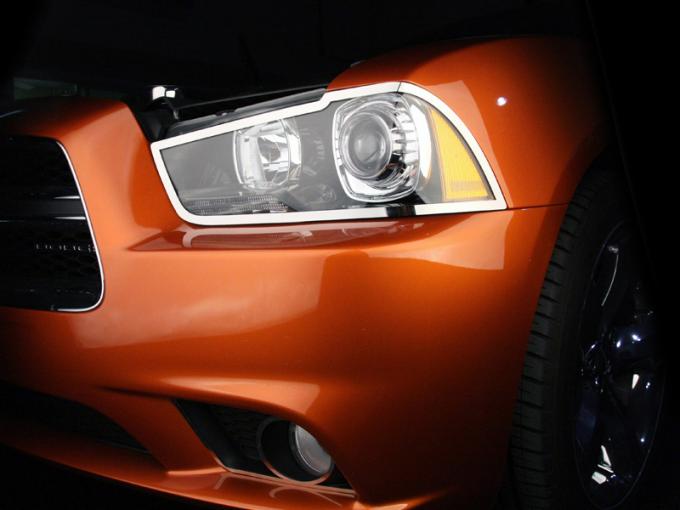 American Car Craft 2011-2013 Dodge Charger Headlight Trim Rings Polished 2pc 332001