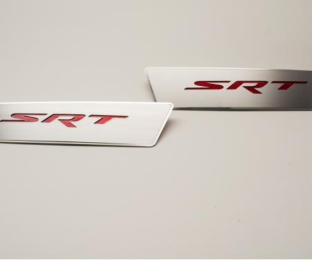 2011-2018 Dodge Charger - SRT Front Door Badges - Brushed Stainless w/Polished Trim 331046