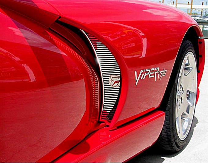 American Car Craft 1996-2002 Dodge Viper Hood Vents Side Stainless Polished 2pc w/LOGO 962008