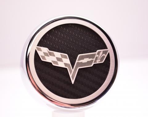 2005-2013 C6 Corvette - Crossed Flags Logo Fluid Cap Cover Set 5Pc - Choose Color Inlay 043082
