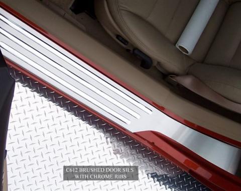 American Car Craft Doorsills Satin Outer w/Chrome Ribs 041014