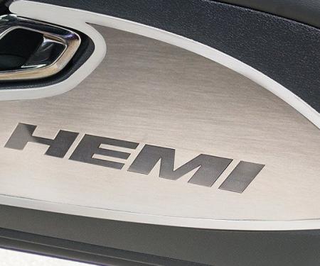 American Car Craft 2015-2020 Dodge Challenger Door Badges "HEMI" Style 2pc Satin Polished Inlaid w/polished ring 151052