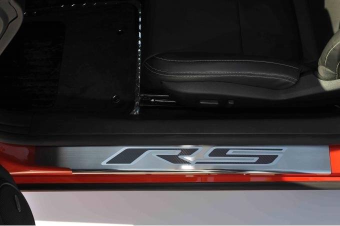 2010-2015 Camaro - Outer Door Sills with 'RS' Inlay 2Pc - Stainless Steel, Choose Inlay Color 101002