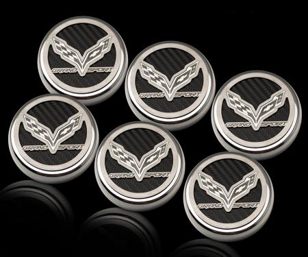 2016-2019 Grand Sport Corvette - Fluid Cap Cover Set w/Crossed Flags & Grand Sport - Choose Color & Transmission Type 053099