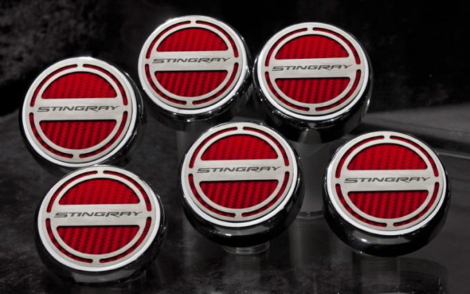 2014-2019 Z06/Z51/C7 Stingray- Fluid Cap Covers w/Etched 'Stingray' 6Pc - Manual Transmission 053020