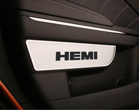 American Car Craft Door Badges "Hemi" Front Satin 2pc 331007