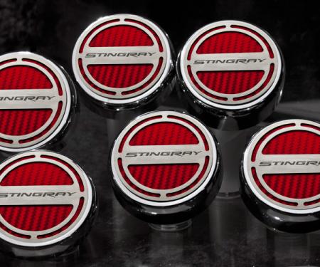 2014-2019 Z06/Z51/C7 Stingray- Fluid Cap Covers w/Etched 'Stingray' 6Pc - Manual Transmission 053020