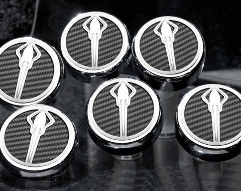 2008-2018 Chrysler 300 Fluid Cap Cover Set 6pc Stingray Emblem Carbon Fiber Red | Red Carbon Fiber