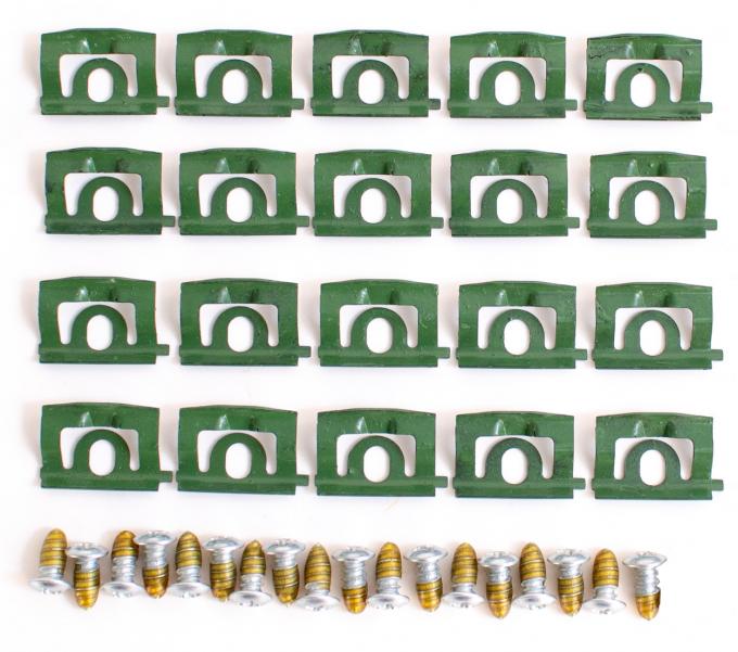 AMK Products Inc Back Glass Molding Clips & Screw Set, 68-69 Plymouth Barracuda Notchback H-C-8024