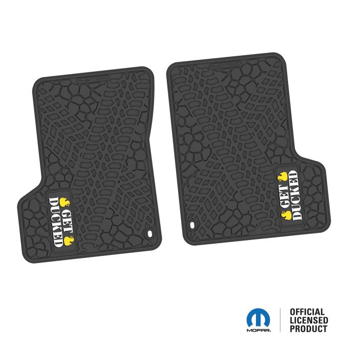 FlexTread 97-06 Jeep Wrangler TJ & LJ Floor Mats (2pc) w/ Get Ducked Logo NGTT43054