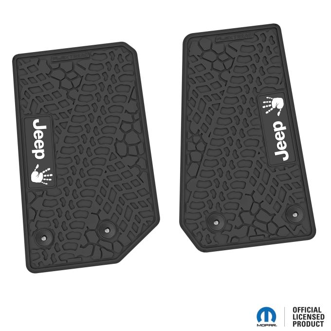 FlexTread 14-18 Jeep Wrangler JK 2Dr Floor Mats (2pc) w/ Jeep Wave Logo NGTT04052