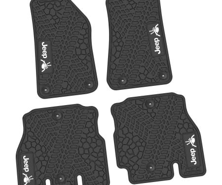 FlexTread 18-24 Jeep Wrangler JLU 4Dr Floor Mats (4pc) w/ JEEP Wave w/ Wheel Logo NGTT07051