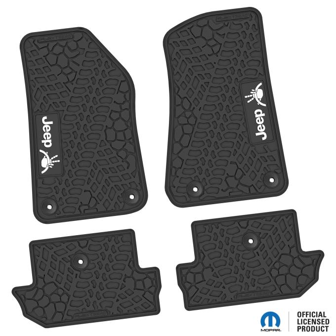 FlexTread 18-24 Jeep Wrangler JL 2Dr Floor Mats (4pc) w/ JEEP Wave w/ Wheel Logo NGTT47051