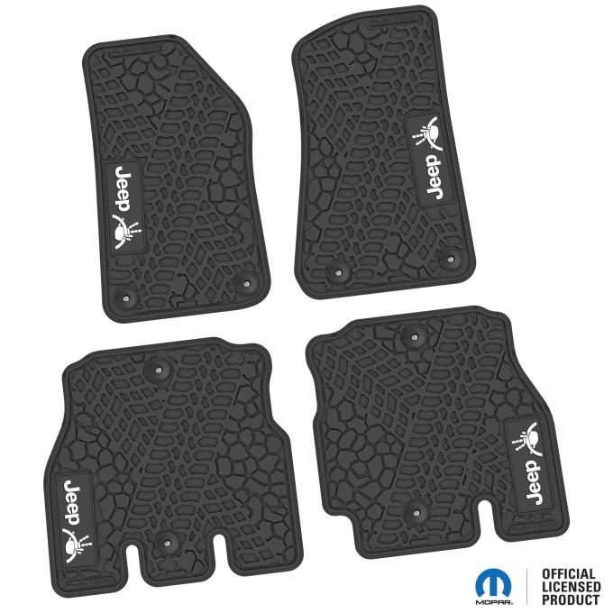 FlexTread 18-24 Jeep Wrangler JLU 4Dr Floor Mats (4pc) w/ JEEP Wave w/ Wheel Logo NGTT07051