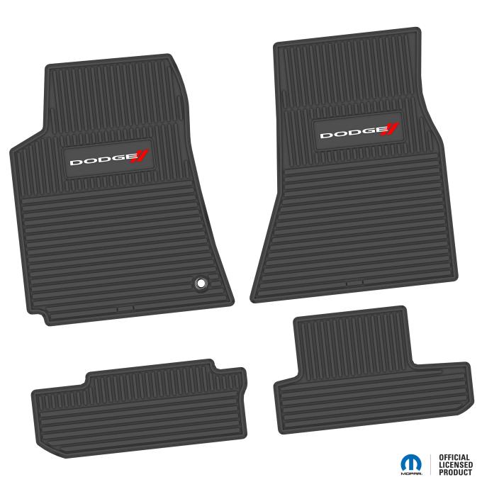 FlexTread 08-10 Dodge Challenger RWD Floor Mats (4pc) w/ Dodge Logo - Black / NGCV57043