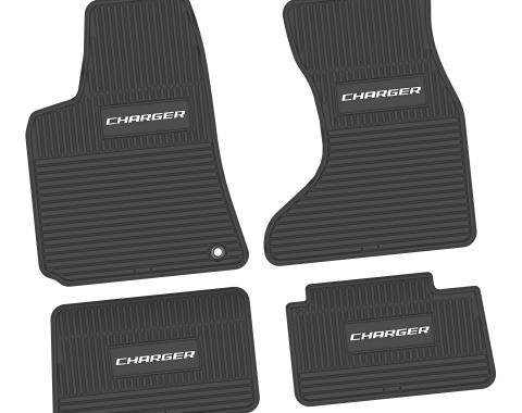 FlexTread 06-10 Dodge Charger AWD Floor Mats (4pc) w/ Charger Logo - Black / NGCV59026