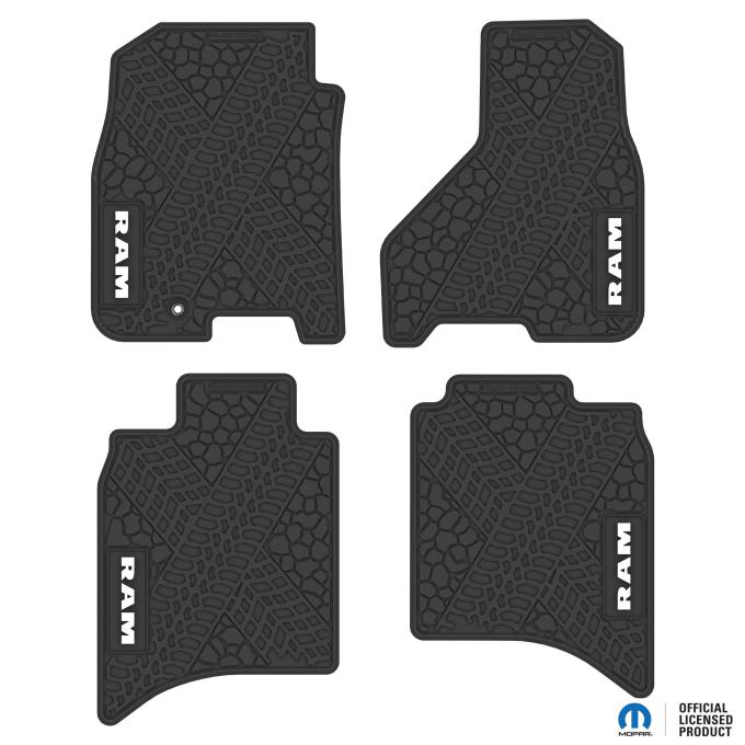 FlexTread 09-11 RAM 1500 Crew Cab & 10-11 RAM 2500/3500 Crew Cab Floor Mats (4pc) w/ RAM Text Logo NGTT10016
