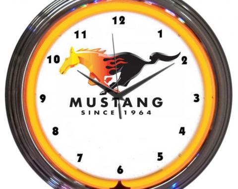 Neonetics Neon Clocks, Ford Mustang Since 1964 Orange Neon Clock