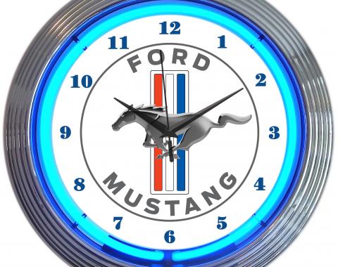 Neonetics Neon Clocks, Ford Mustang Blue Neon Clock