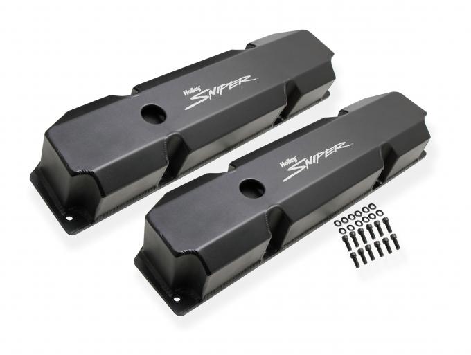 Holly Sniper EFI Valve Cover, Fabricated Aluminum, Chrysler Big Block, Short Bolt, Black 890005B