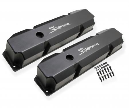 Holly Sniper EFI Valve Cover, Fabricated Aluminum, Chrysler Big Block, Short Bolt, Black 890005B