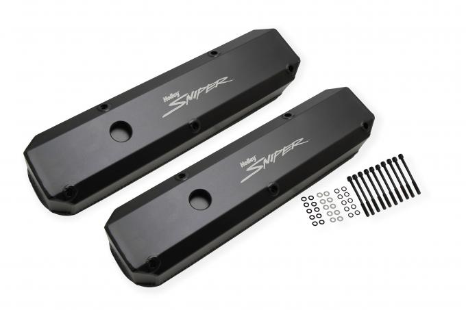 Holly Sniper EFI Valve Cover, Fabricated Aluminum, Chrysler Small Block, Black Finish 890003B