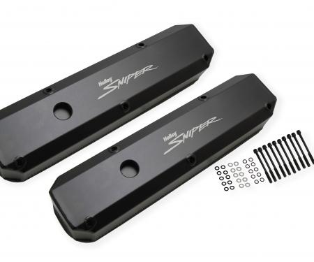 Holly Sniper EFI Valve Cover, Fabricated Aluminum, Chrysler Small Block, Black Finish 890003B