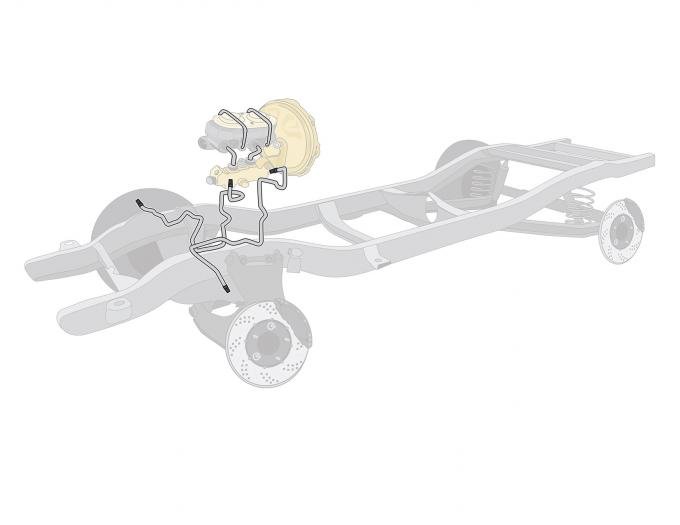 Right Stuff 1968-72 Mopar A-Body, Pre-Bent OE Steel Front Brake Line Kit YKT6801