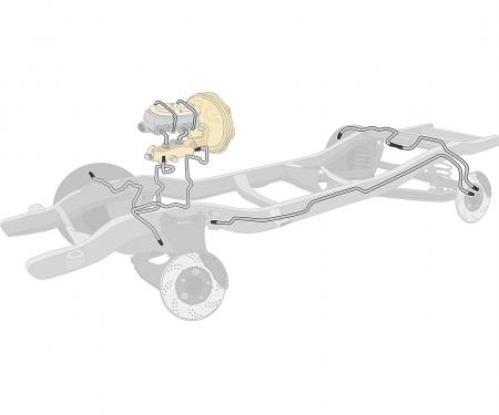 Right Stuff 1970-72 Plymouth Cuda, Pre-Bent OE Steel, 4-Wheel Disc Conversion Brake Line Kit EP70U4P