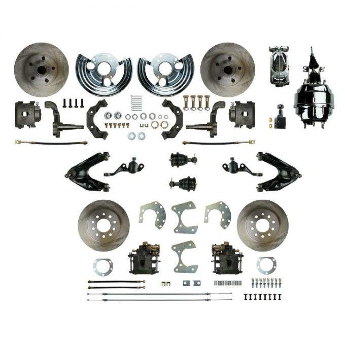 Right Stuff 1960-76 Mopar A-Body, 8" Booster, 4-Wheel Power Disc Brake Conversion Kit MDC46DCX