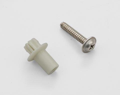 Detroit Muscle Technologies Mopar B Body 71-74 Door & E 70-74 Quarter Window Glass Up Stop Bumper & SCREW - LONG 1.25" CHR2965900-SCREW