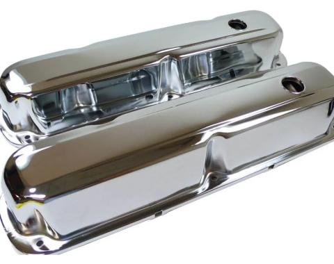 CFR Performance Steel Valve Covers Fits 1967-1989 Mopar SB 318-340-360 - Short Style - 1 Hole HZ-9298