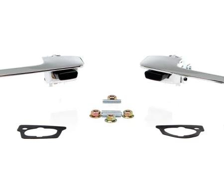 AMD Outside Door Handles, Black Buttons, LH/RH Set, 66-67 Dodge Plymouth B-Body T-MP5211
