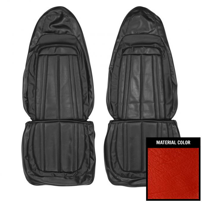PUI Interiors 1970 Barracuda Gran Coupe Red Front Bucket Seat Covers 70KSG711U
