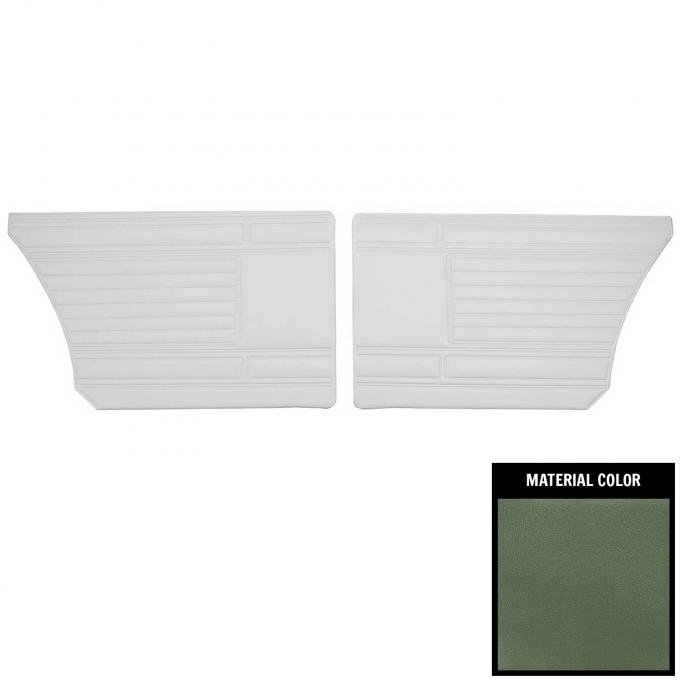 PUI Interiors 1969 Plymouth Barracuda Standard Notchback Dark Green Rear Door Panels 69KDB104C
