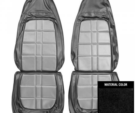 PUI Interiors 1971 Plymouth Duster/Demon/340 Black & Orange Front Bucket Seat Covers 71KSD808U