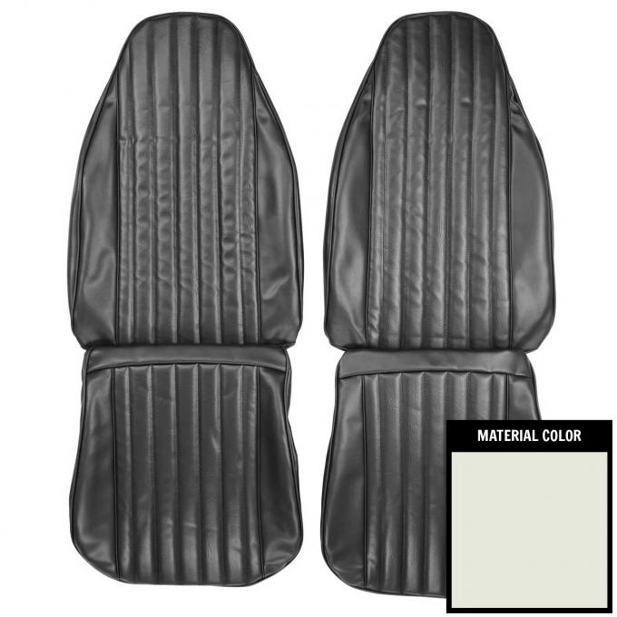 PUI Interiors 1973 Plymouth Duster/Dart Sport White Front Bucket Seat Covers 73KSDU37U