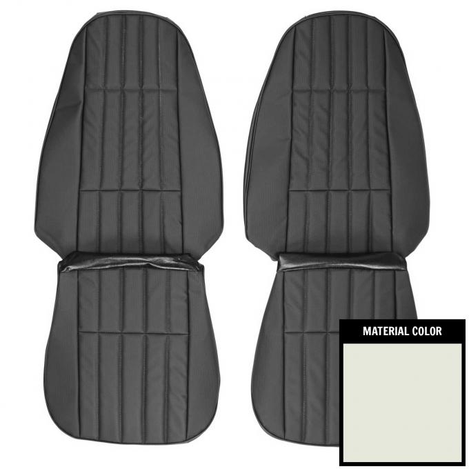 PUI Interiors 1973 Plymouth Cuda/Challenger White Front Bucket Seat Covers 73KSB37U